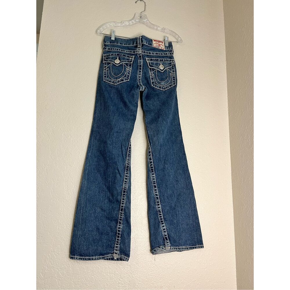 True Religion Jeans Women's 14 Disco Joey Big T Flared Leg Dark Denim Low Rise - Picture 4 of 4